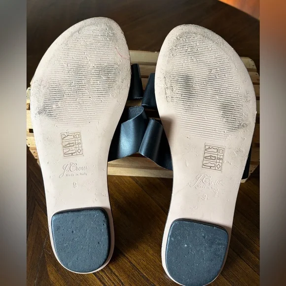 J. Crew Cyprus Sandals Interlocking Straps Black Leather Made in Italy Size 9 - Picture 11 of 13